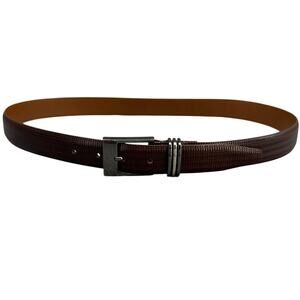 Brown Italian Leather Silver Pewter Buckle Handcrafted Belt Men 36"